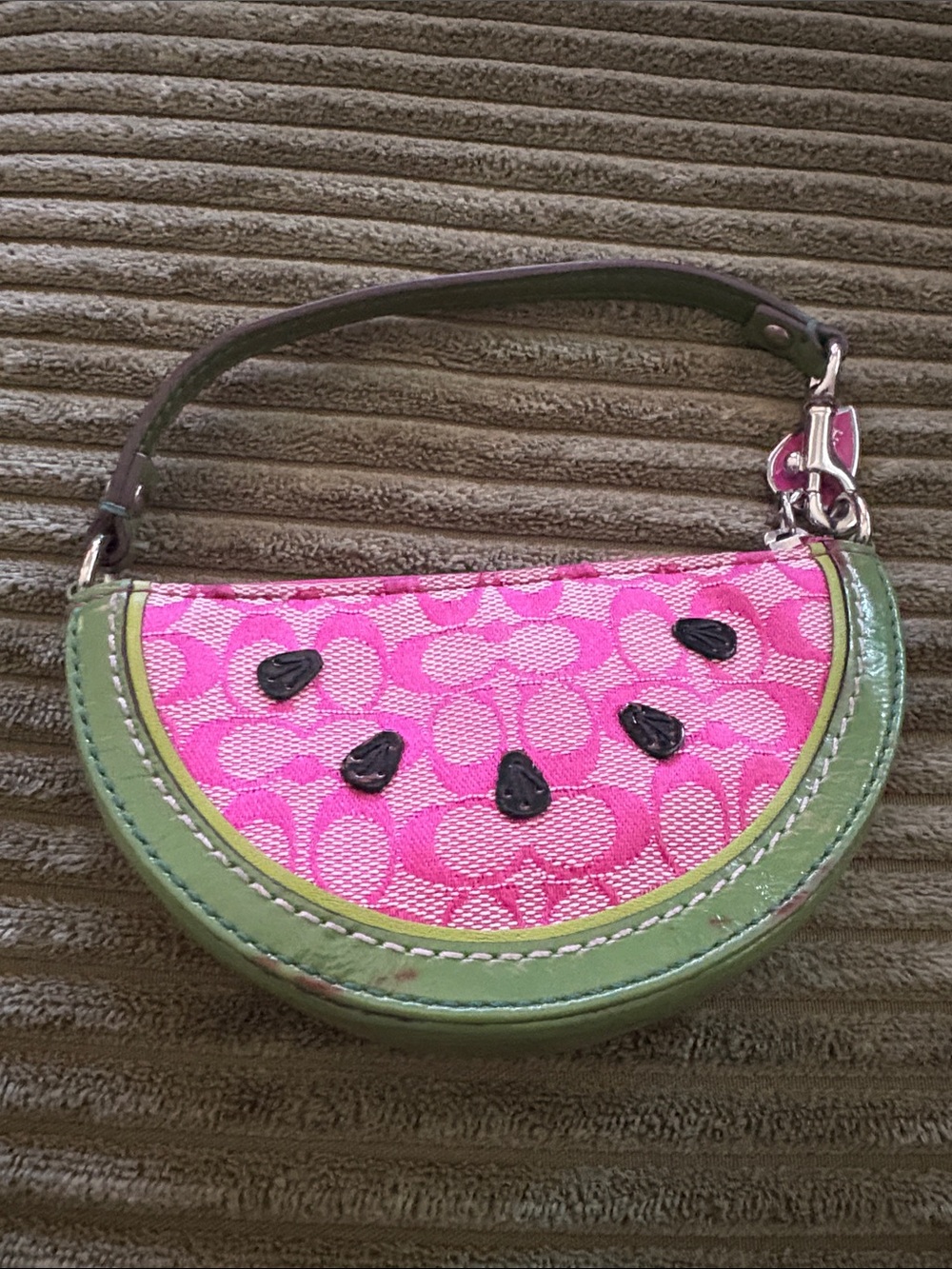 Coach Pink & Green Watermelon Slice Mini Wristlet coin pouch 2006 vintage real - Picture 5 of 11